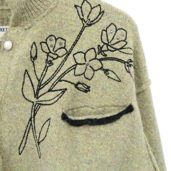 Free People We The Free Wildflower Cardi Embroidered Cardigan Sweater L - Picture 7 of 10